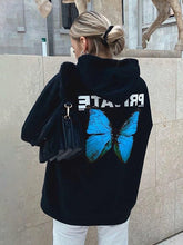 Autumn hoodied women butterfly printed lomg sleeve hoodies